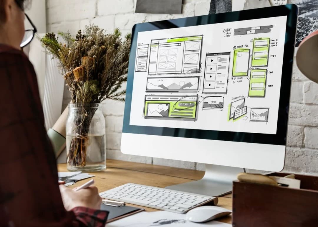 Progettazione per l'accessibilità web: designer che lavora su wireframe e layout per siti inclusivi